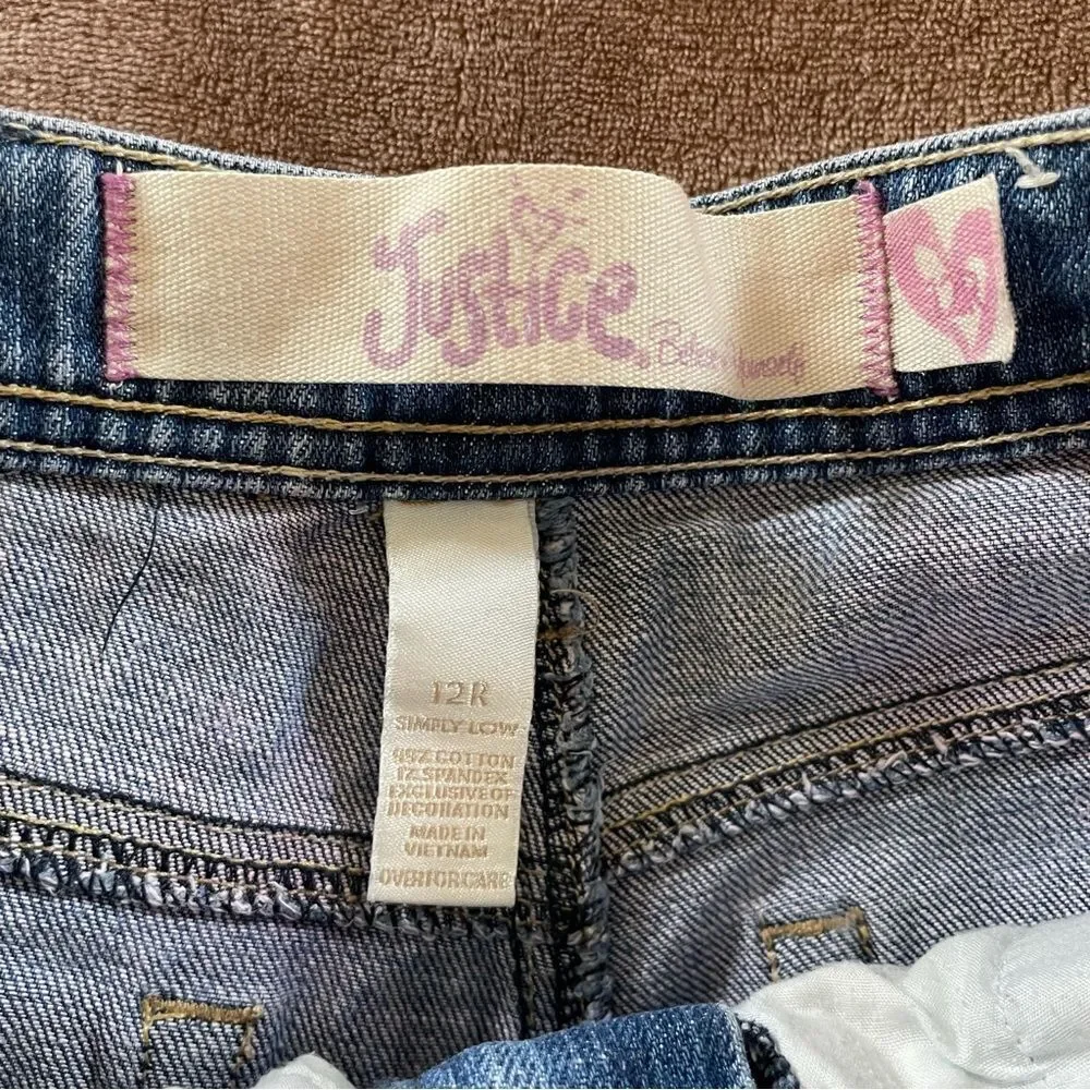 Justice Girls Blue Jean Shorts with Frayed Hem Size 12 R